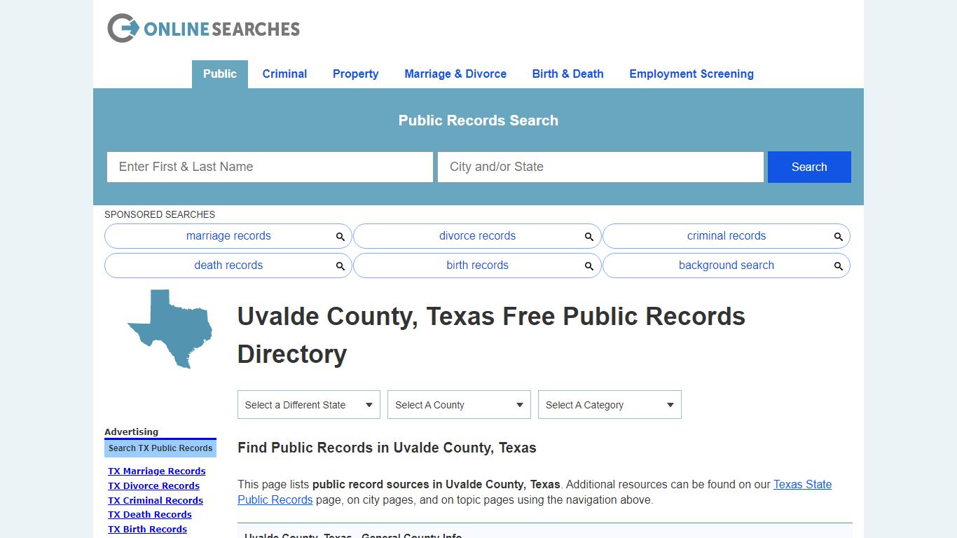 Uvalde County, Texas Public Records Directory