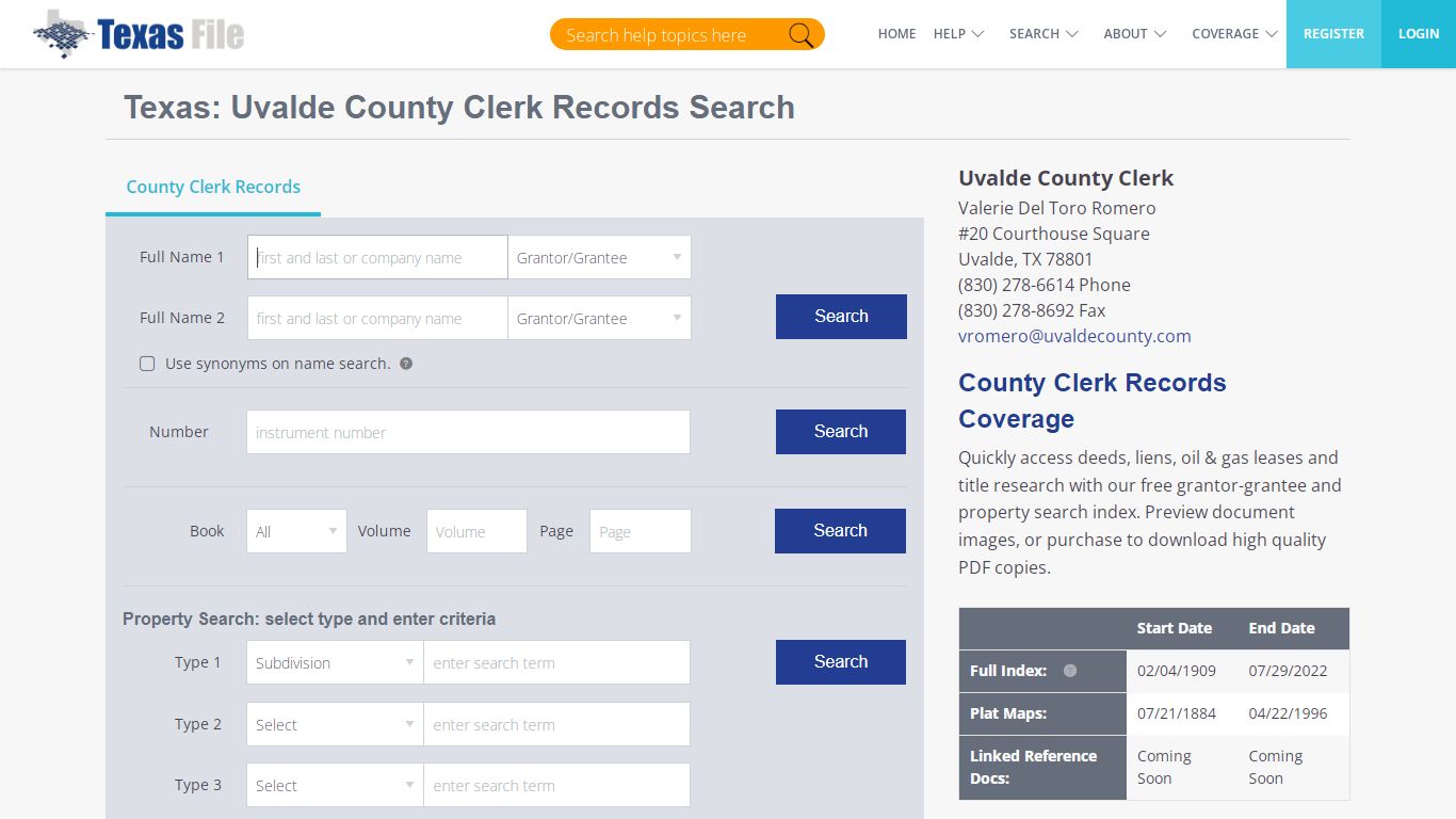 Uvalde County Clerk Records Search | TexasFile
