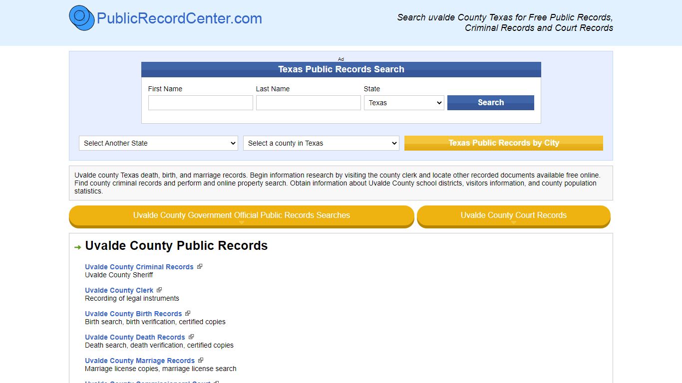Uvalde County Texas Free Public Records - Court Records ...