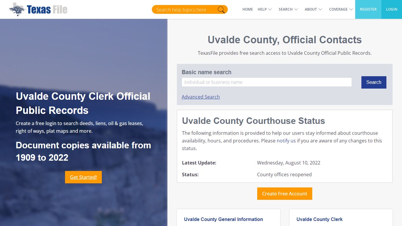 Uvalde County Clerk Official Public Records | TexasFile